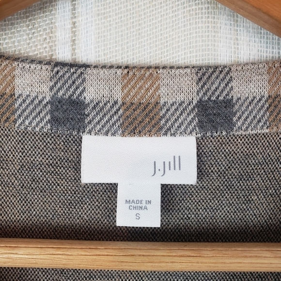 J. Jill Plaid Shift Dress Gray Tan Size Small - Picture 5 of 11